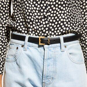 Saint Laurent YSL Monogram Slim Leather Belt 80